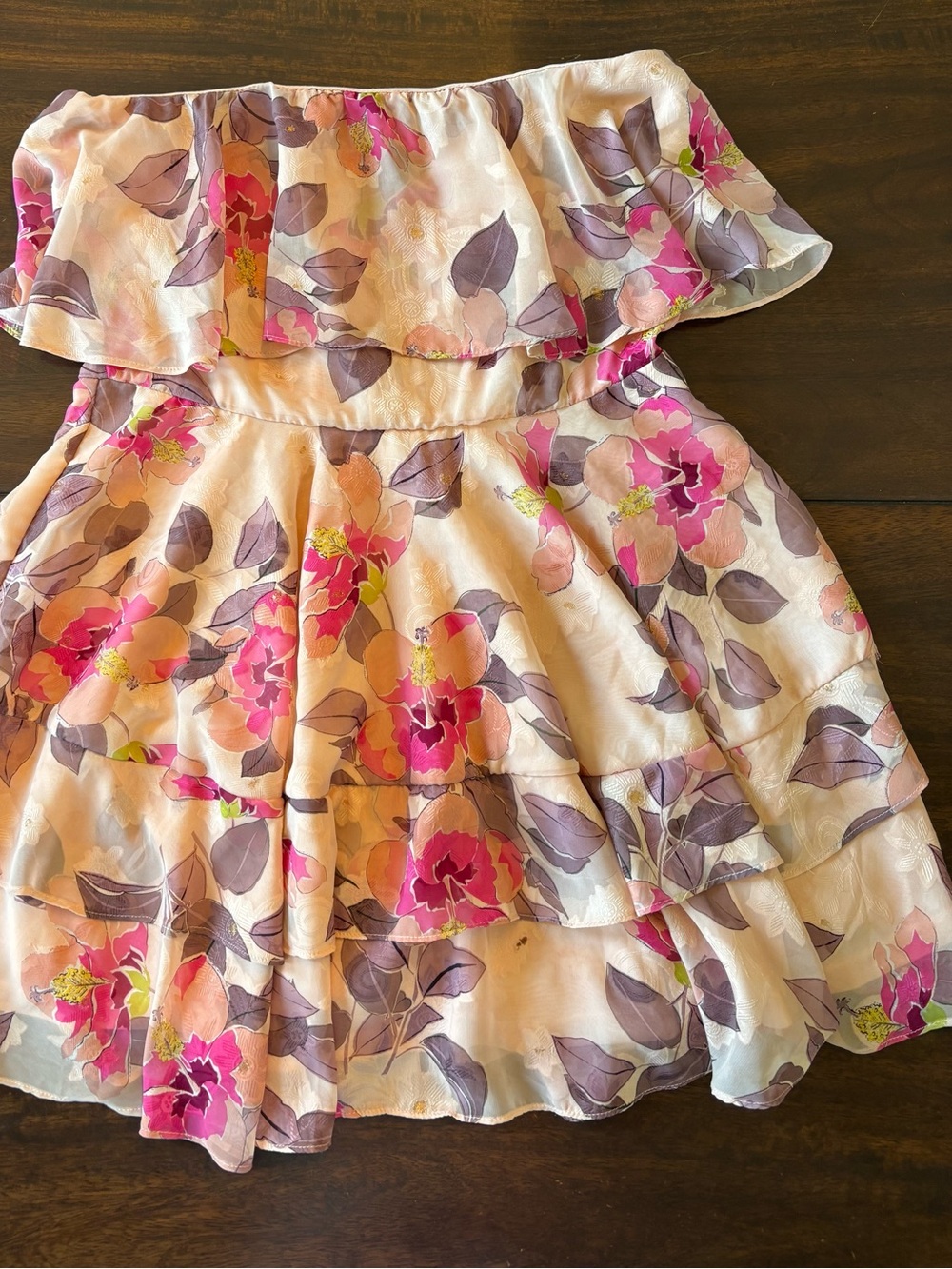 Lulus Floral Off-Shoulder Tiered Dress
